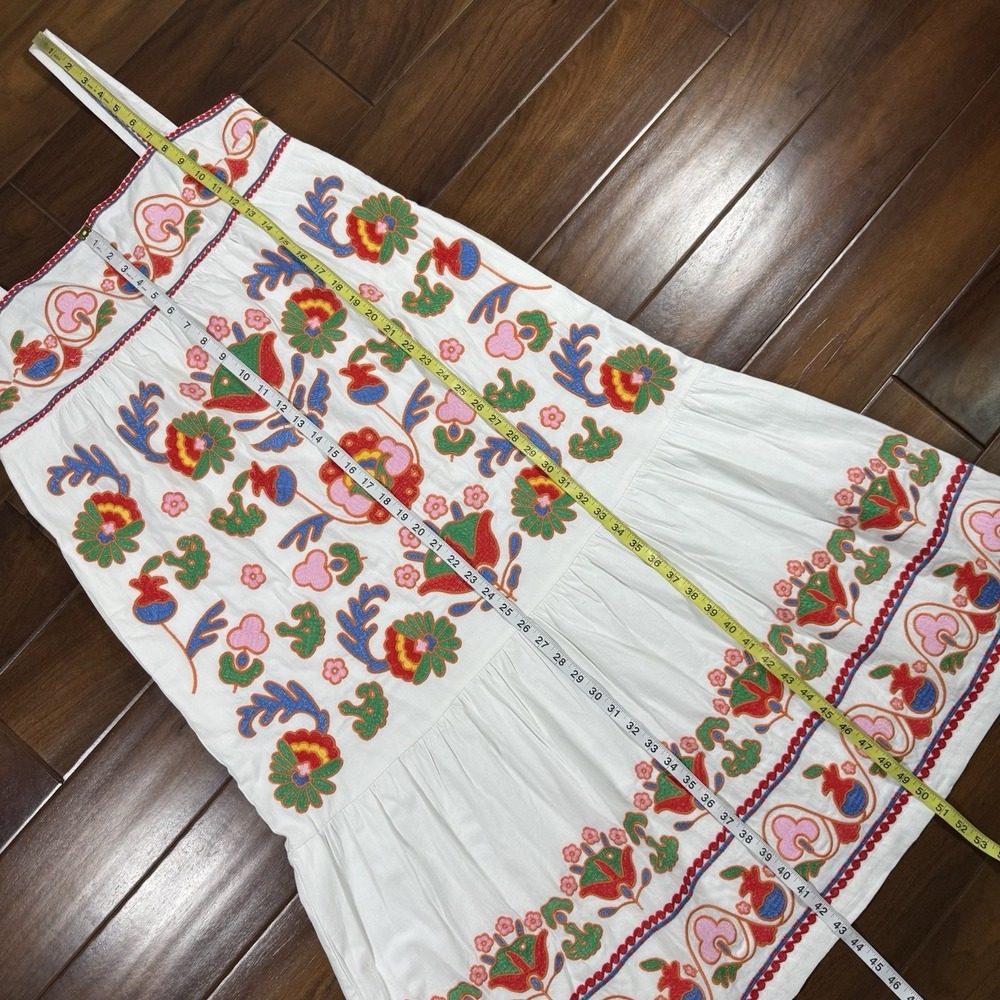 J.Marie Women's Size Large White Embroidered Sleeveless Landon Midi Dress - Picture 4 of 12